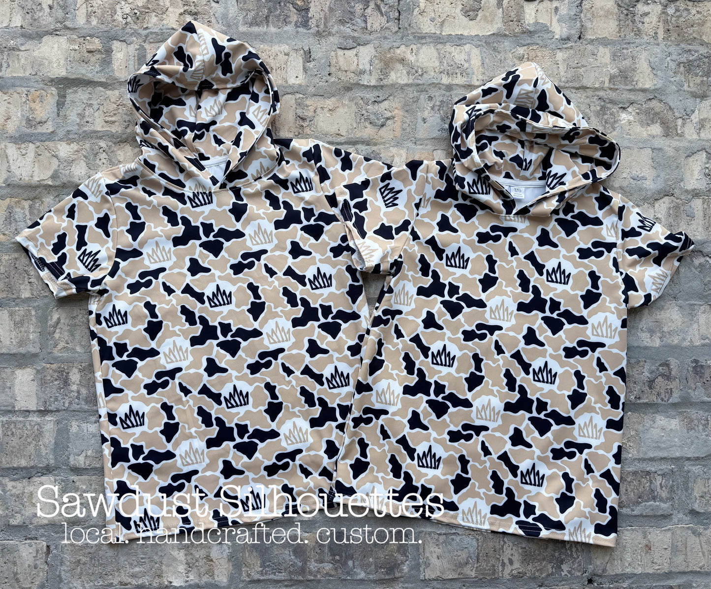 PREORDER- Gold Camo Hooded Short Sleeve Drifit