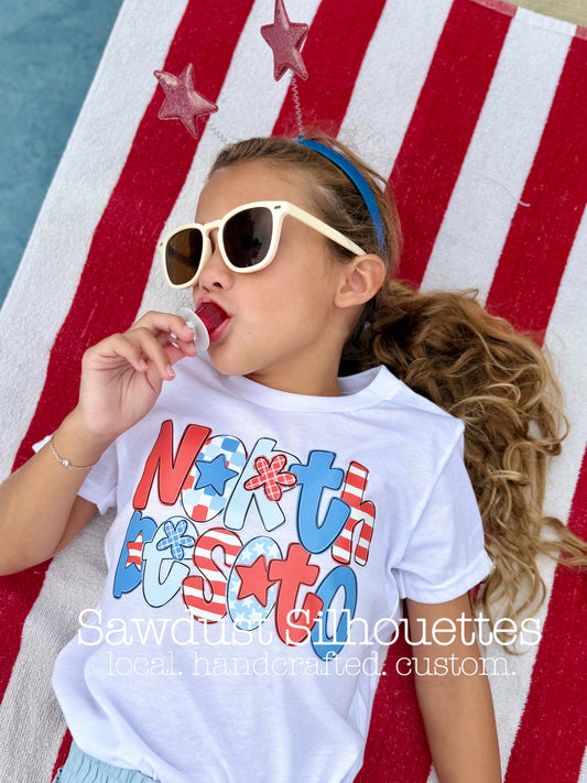 Red White and Blue Floral Doodle ND