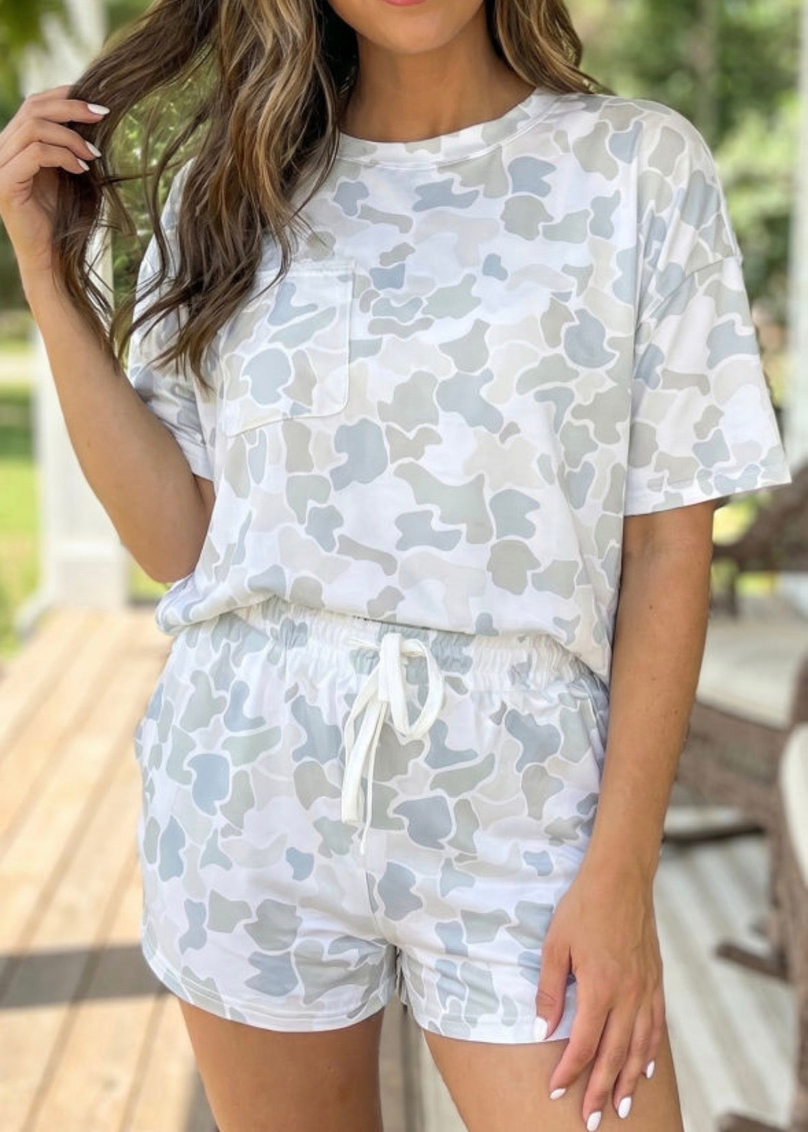 White/Grey Camo Ladies Short Set PREORDER
