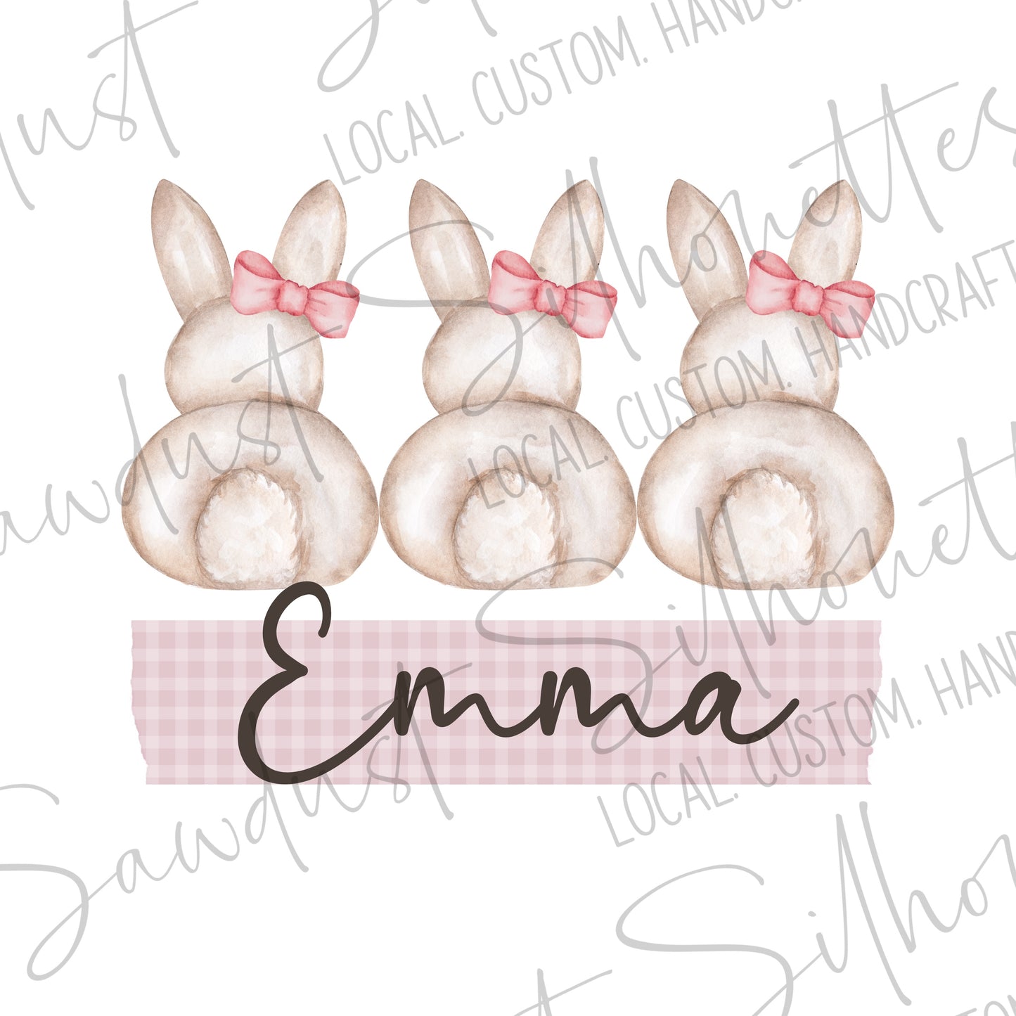 Gingham Bunny Name Toddler/Youth Tees