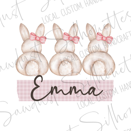 Gingham Bunny Name Toddler/Youth Tees