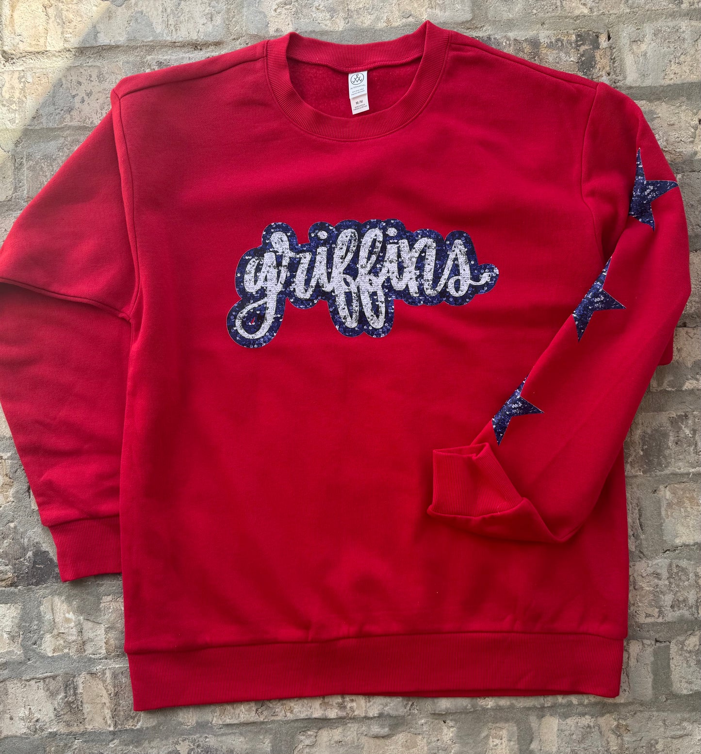 Faux Sequins Griffins Sweatshirt With Stars