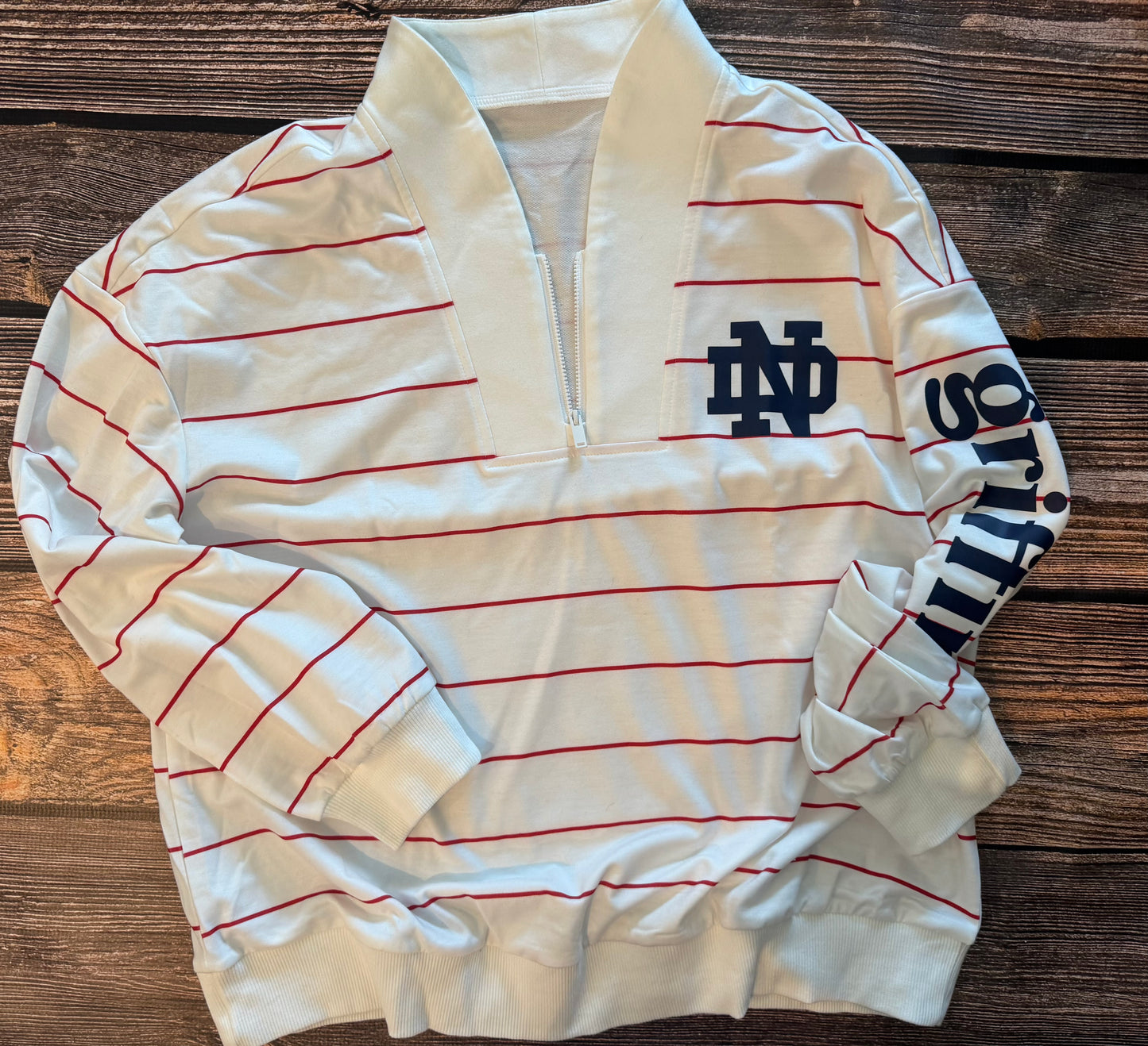 Red and White Striped Pullover Griffins