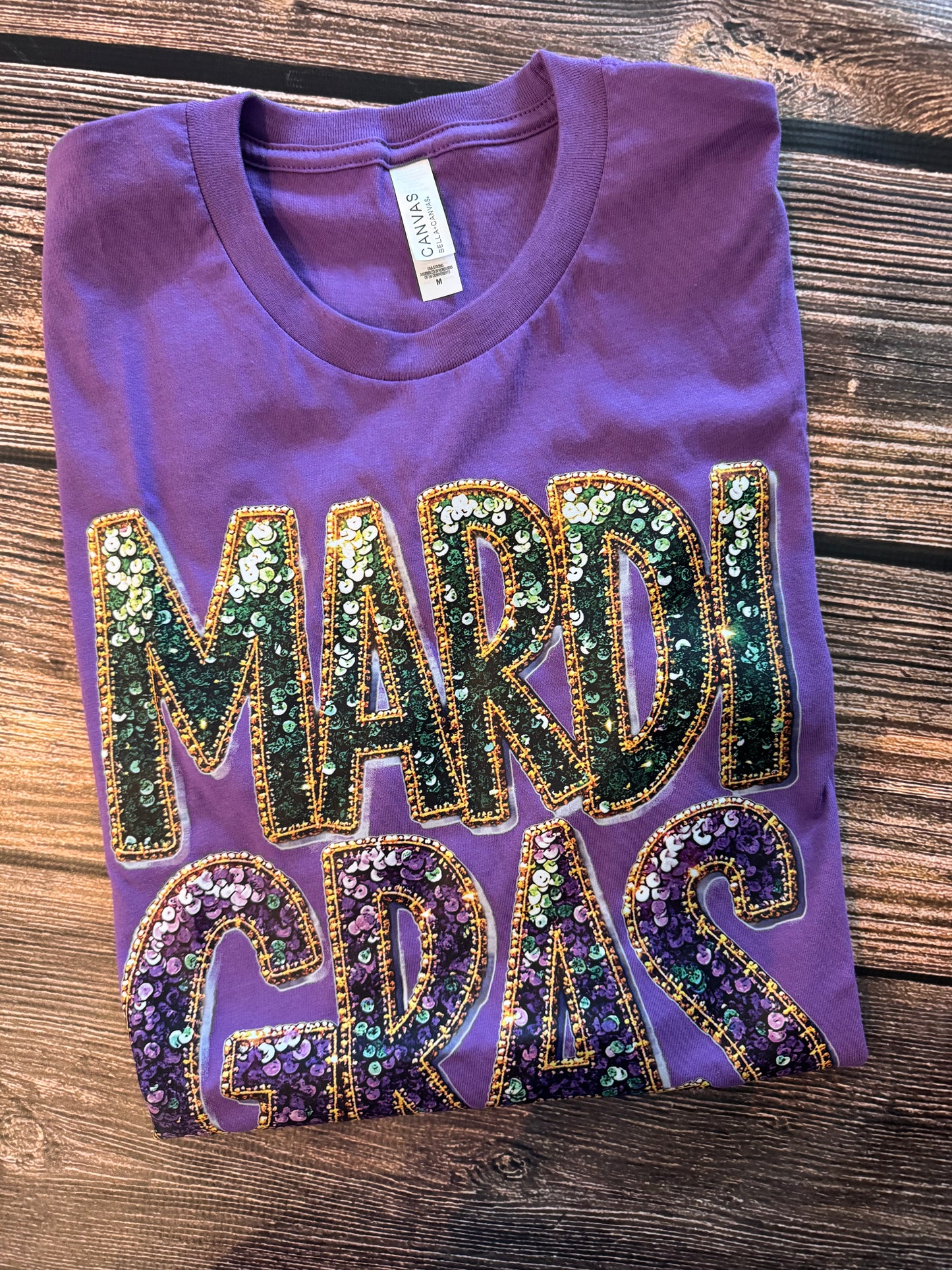 Purple Faux Bling Mardi Gras Tee