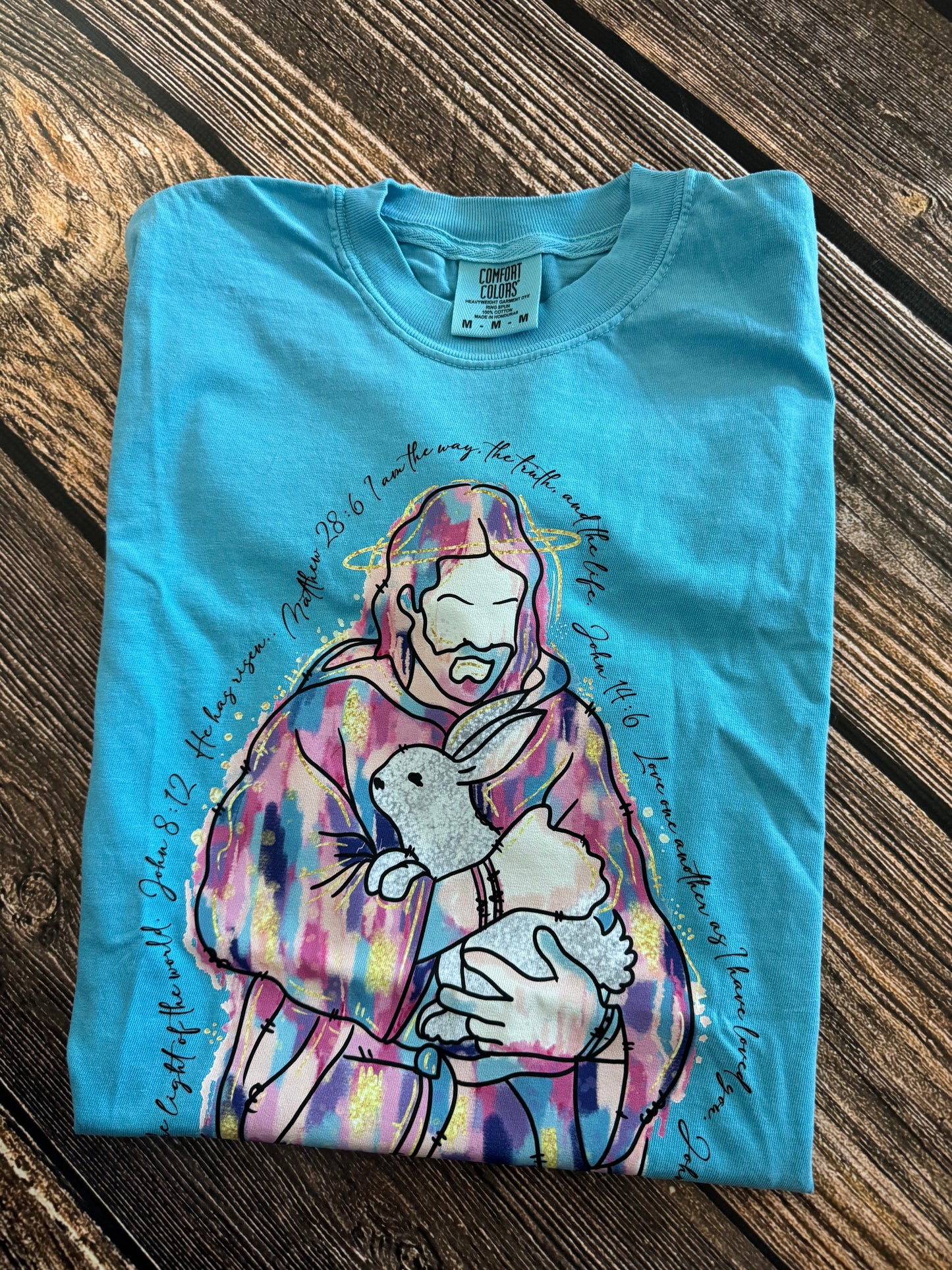 Teal Jesus with Lamb
