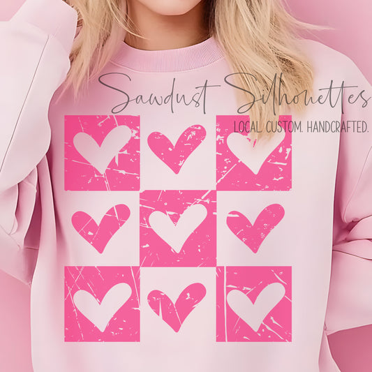 Distressed Valentine Heart Grid
