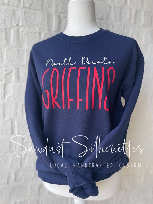 Sweatshirt- Cursive ND over Skinny Griffins