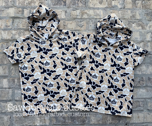 PREORDER- Gold Camo Hooded Short Sleeve Drifit