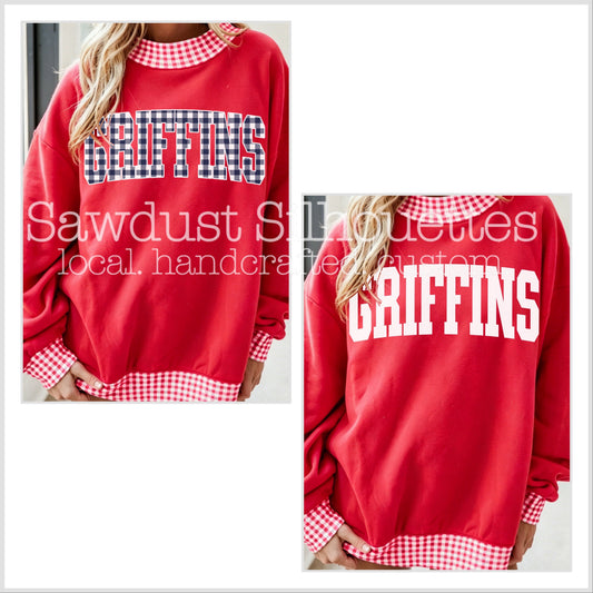 Gingham Trim Sweatshirt Preorder