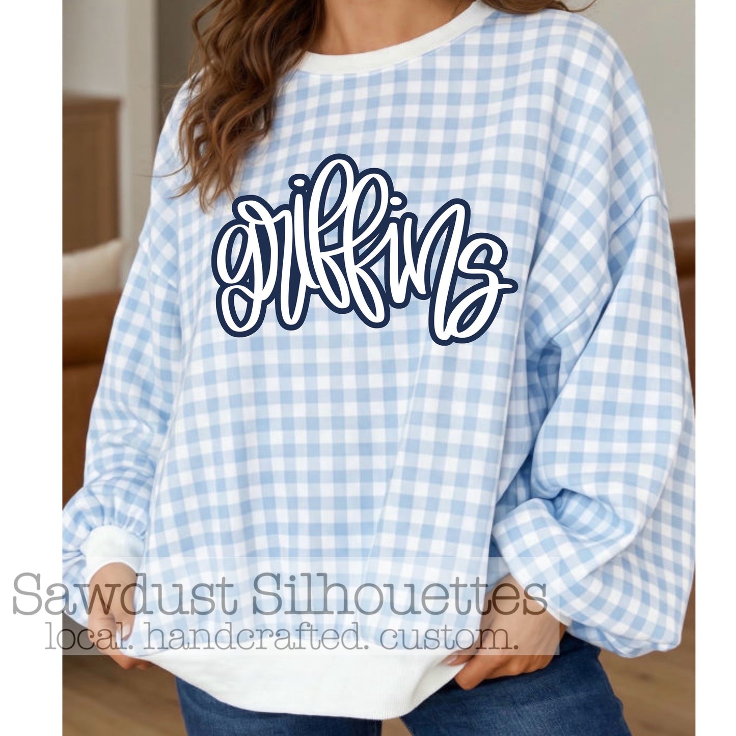 Baby Blue Gingham Pullover- Preorder