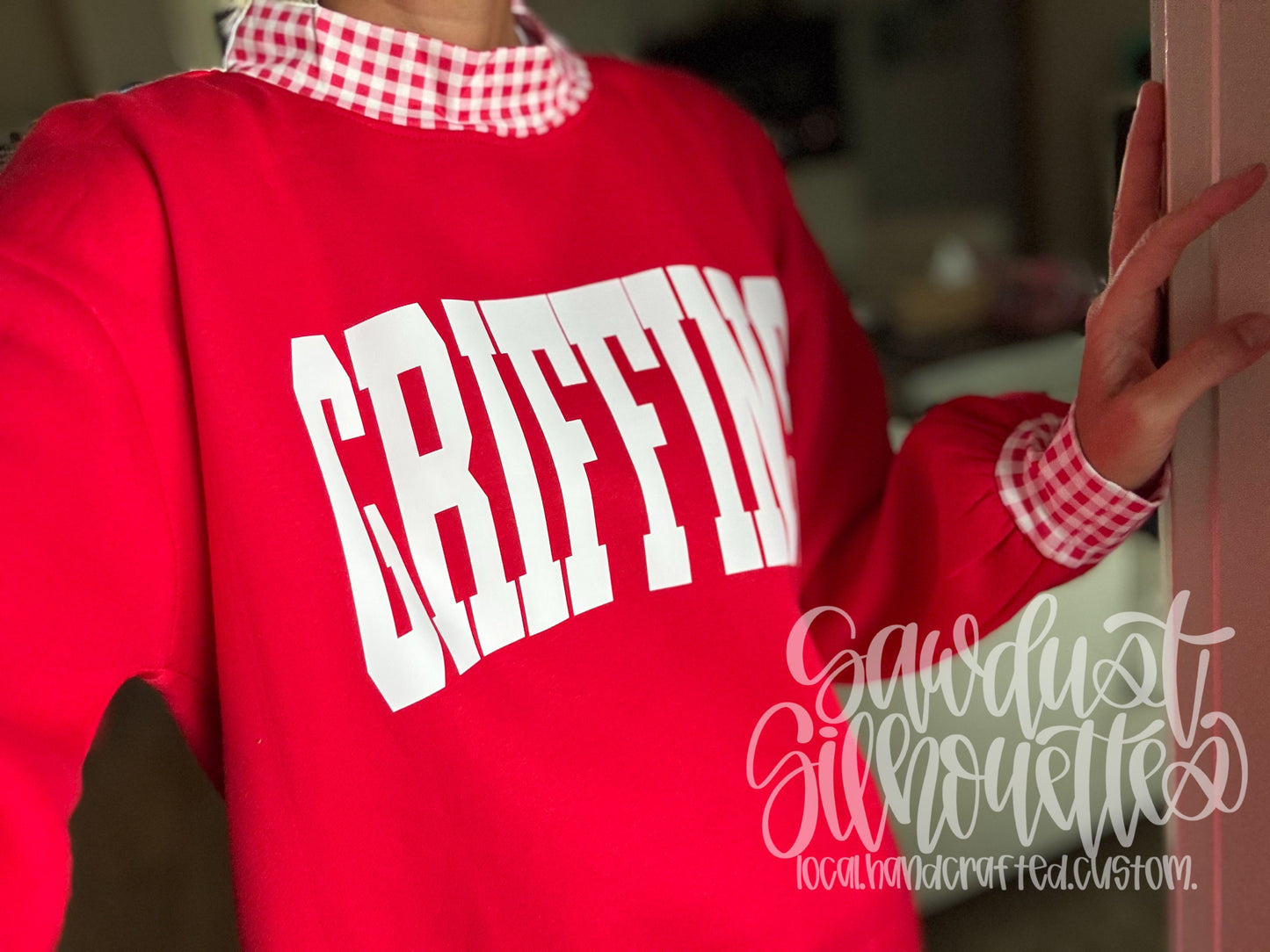 Red Checkered Mock Neck Sweatshirt- Sunday Stash