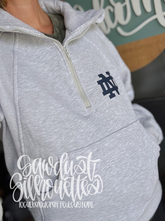 Half Zip Grey Sweatshirt- Sunday Stash