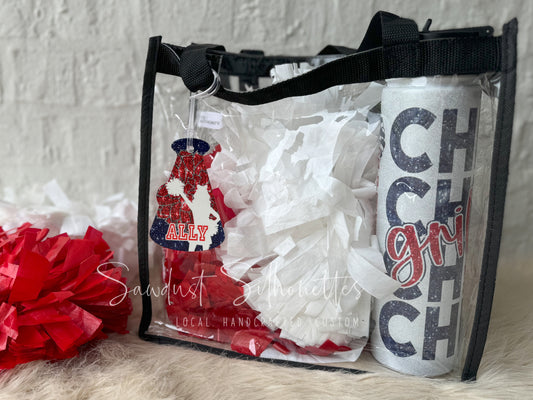 PREORDER Clear Tote with Cheer Megaphone Name Tag