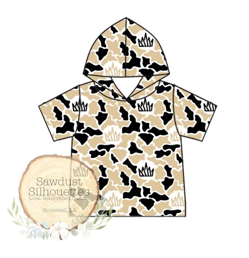 PREORDER- Gold Camo Hooded Short Sleeve Drifit