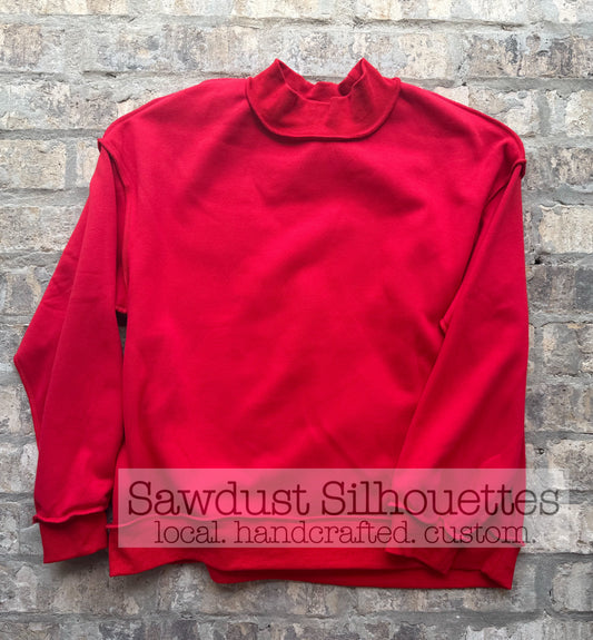 Solid Red Mock Neck Sweatshirt- Sunday Stash