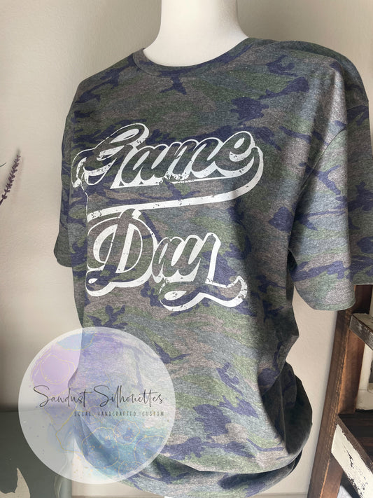 Vintage Camo or Black Leopard Game Day Tee