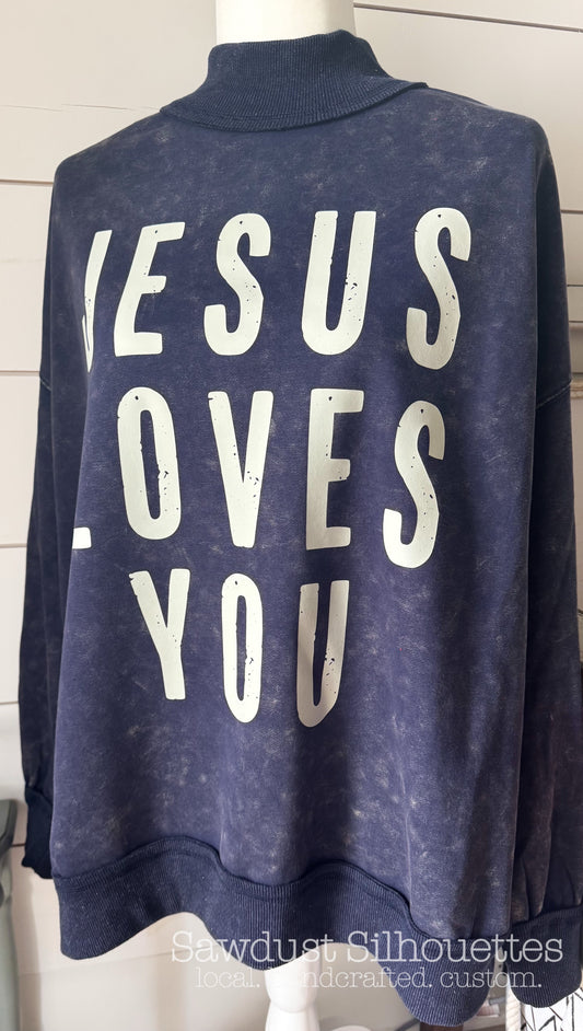Oversized Vintage Mock Neck Pullover