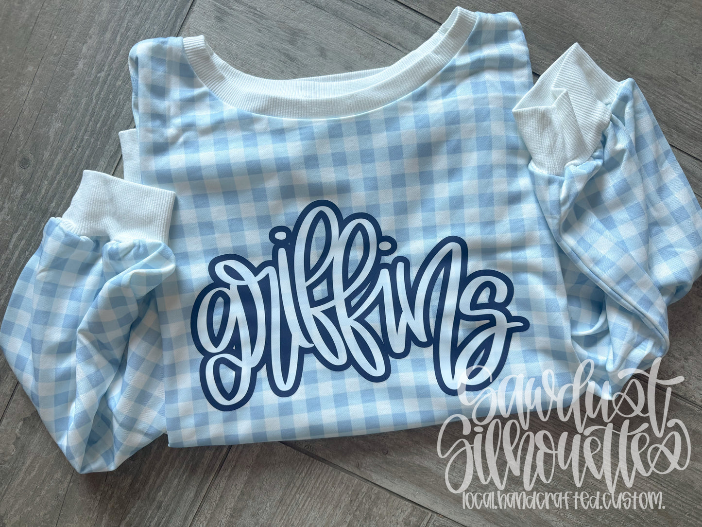 Light Blue Gingham Checkered Pullover- Sunday Stash