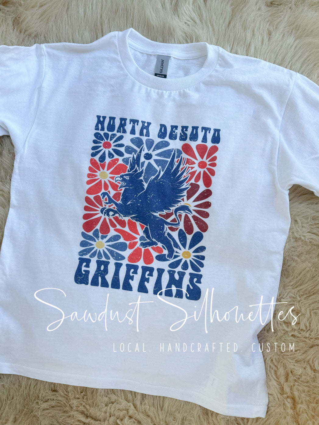 Retro Floral Mascot Tee- North Desoto