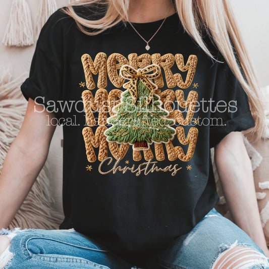 Merry Christmas Leopard Tree Faux Latch & Hook Yarn