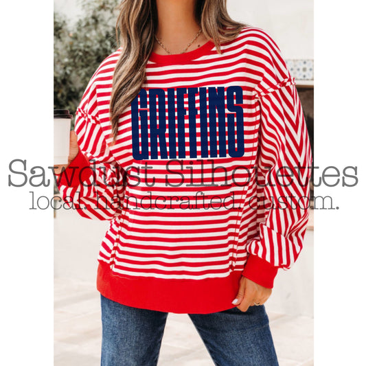 PREORDER Red Striped Long Sleeve Pullover- ORDER CLOSES 11/14 at 0900