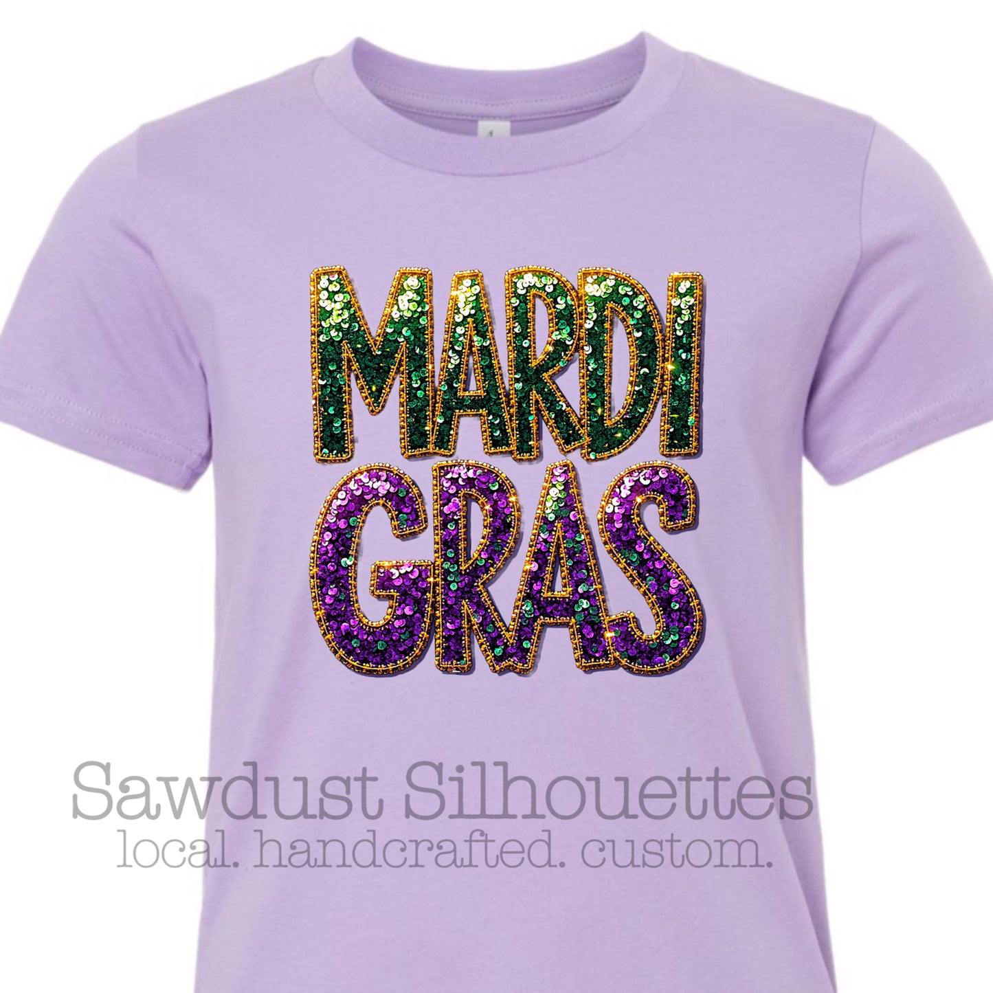 Faux Sequin Patches Mardi Gras Tee