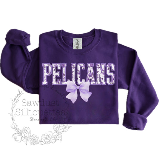 Vintage Floral Pelicans with Bow