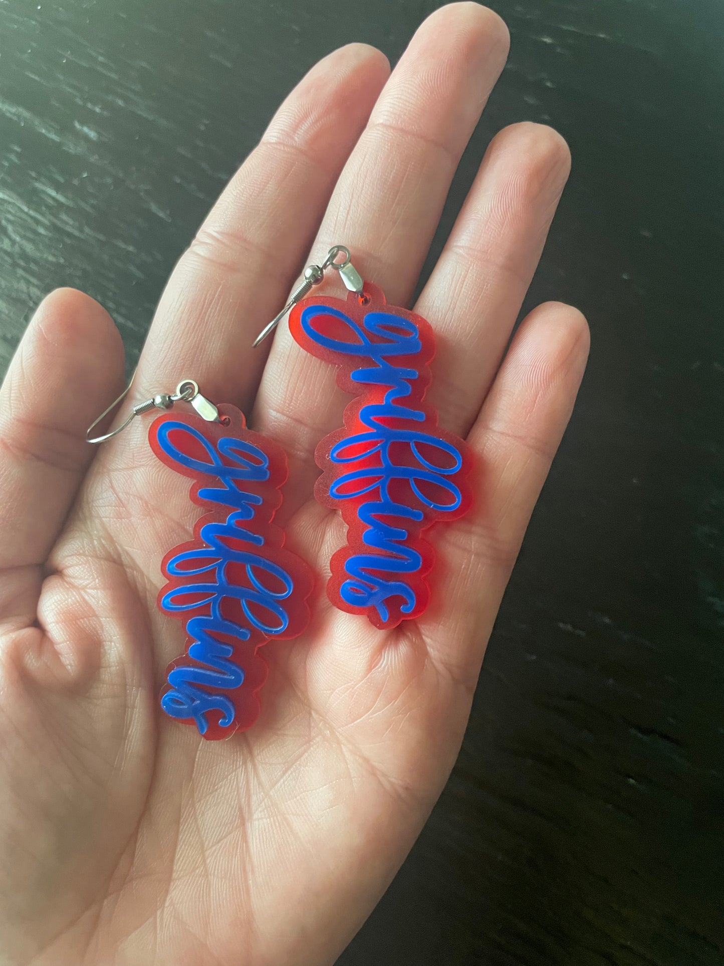 Team Cursive Dangle Earrings READY TO PICK UP/SHIP