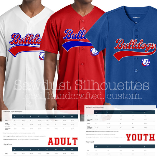 Custom Baseball Jersey- Bulldogs (Jaci’s Team)- Preorder closes 4/6