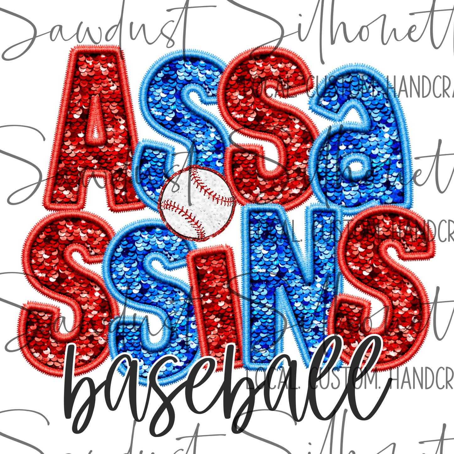 Assassins Baseball Faux Glitter Patches