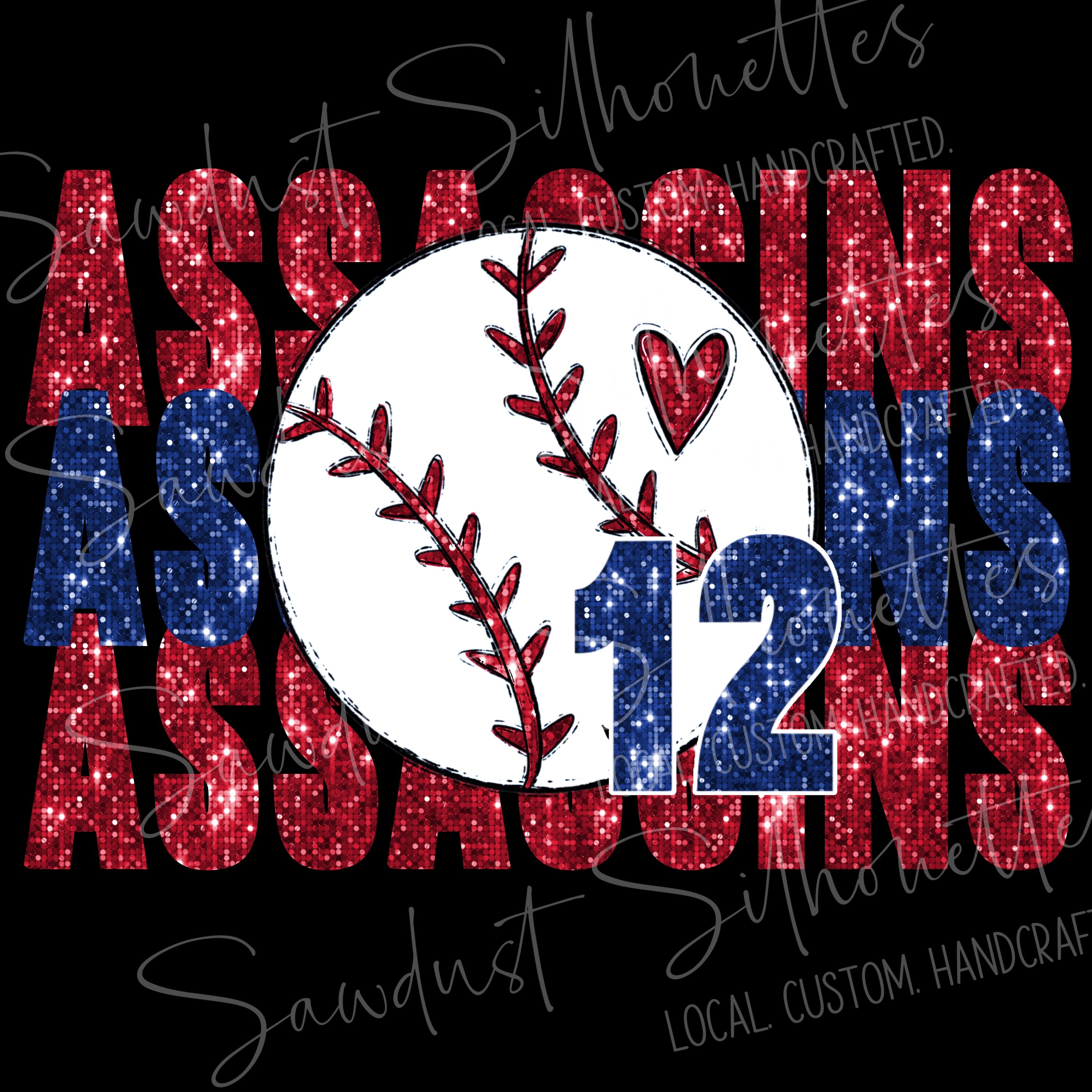 Assassins Baseball with Number – Sawdust Silhouettes