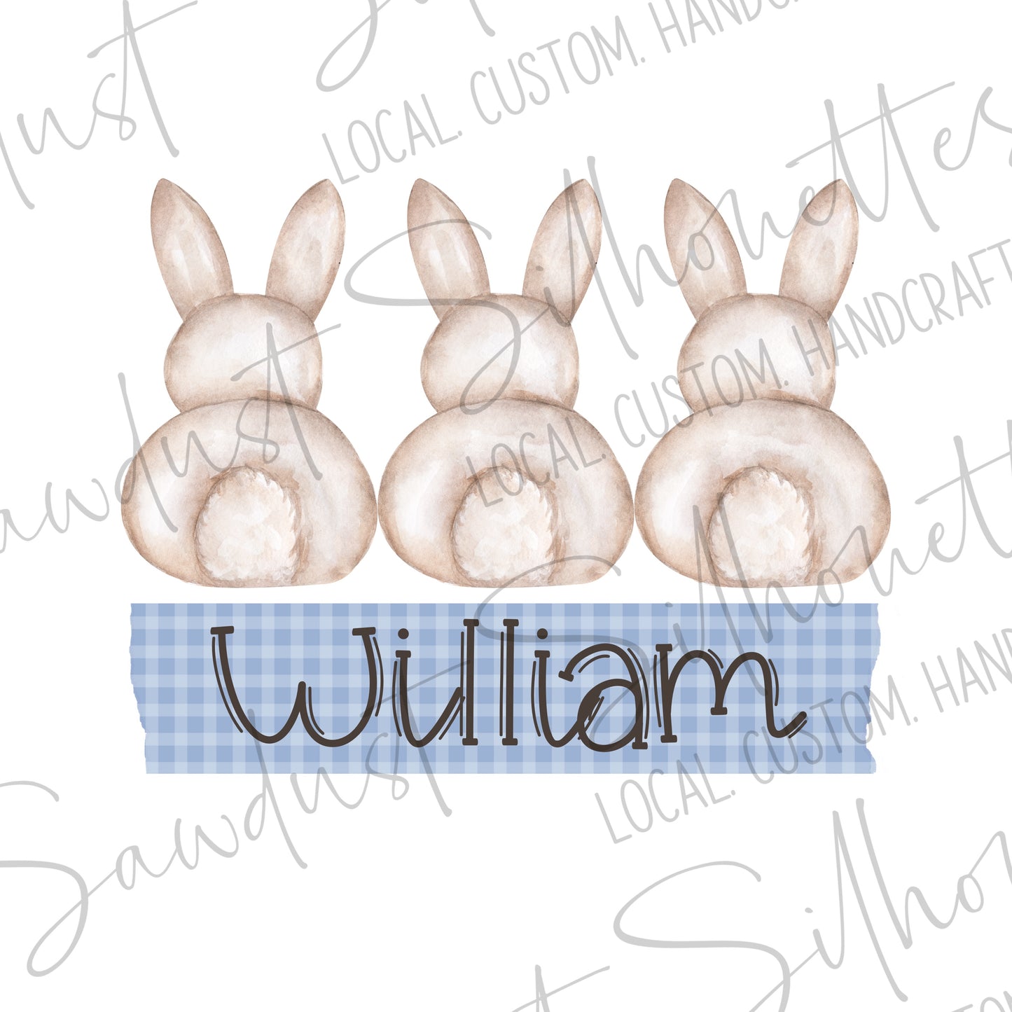 Gingham Bunny Name Toddler/Youth Tees