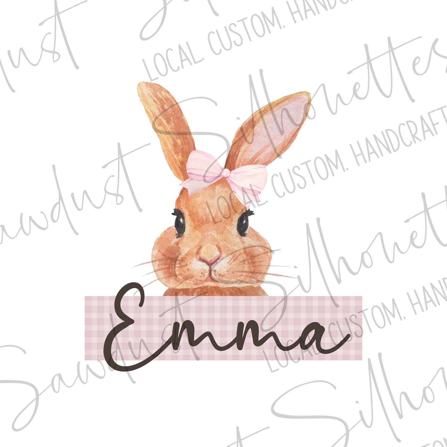 Gingham Bunny Name Toddler/Youth Tees