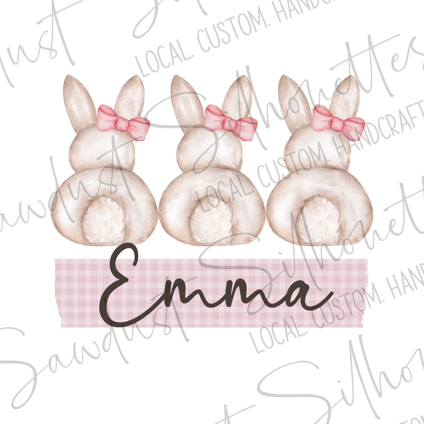 Gingham Bunny Name Toddler/Youth Tees