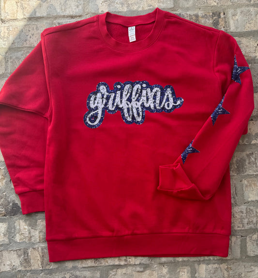 Faux Sequins Griffins Sweatshirt With Stars
