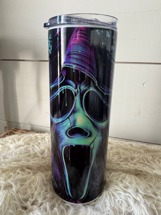 Holographic Glitter Ghost Face Tumbler