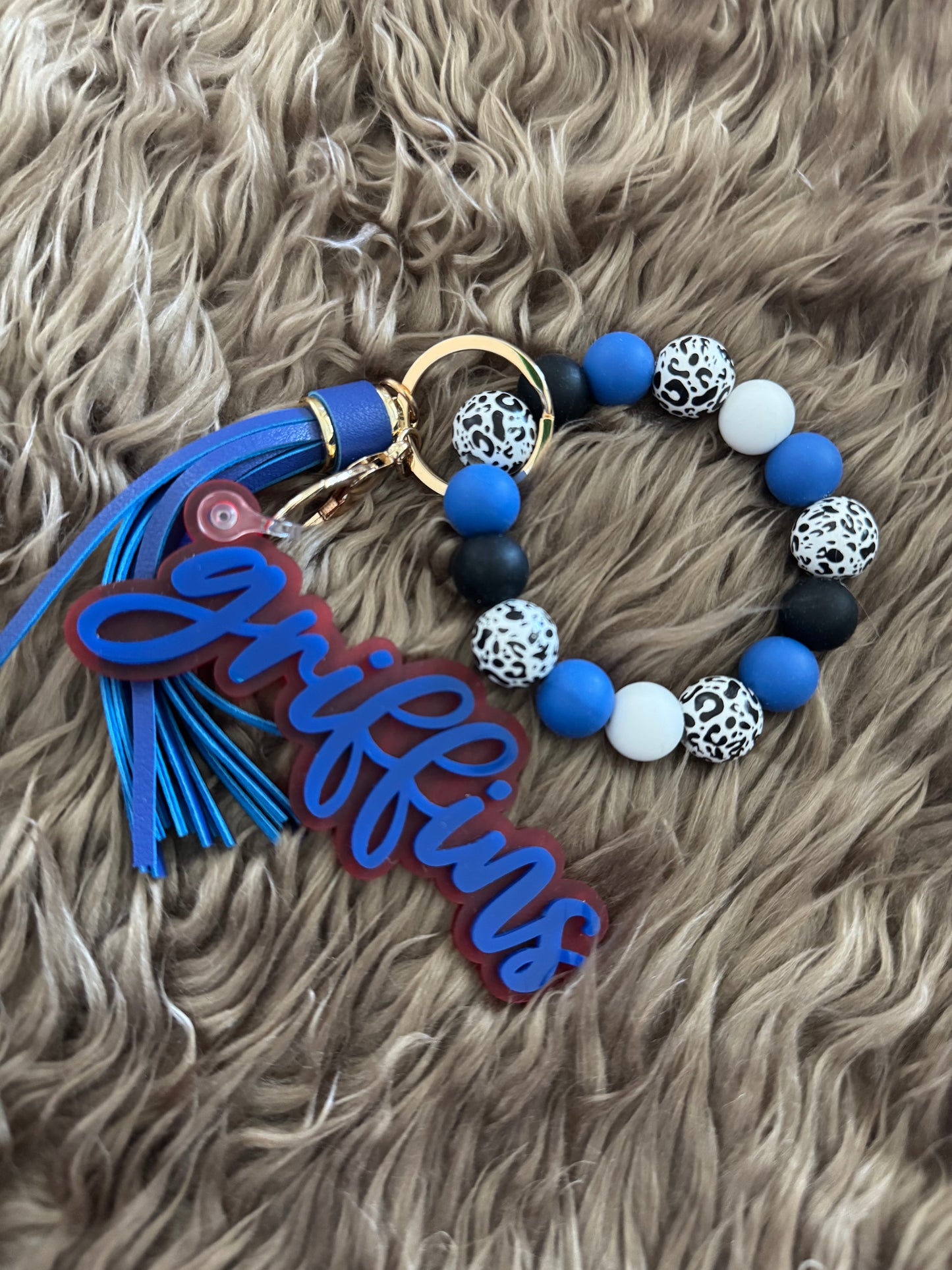 Royal Blue Griffins Keychain and Wristlet
