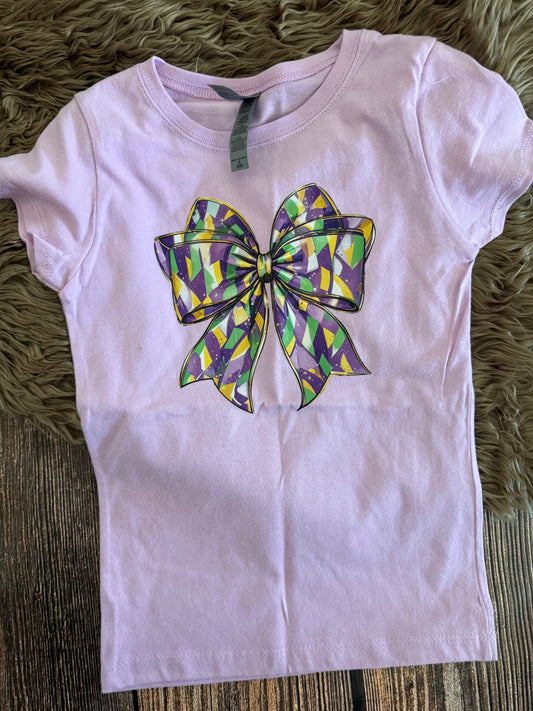 Girls Purple Bow Tee