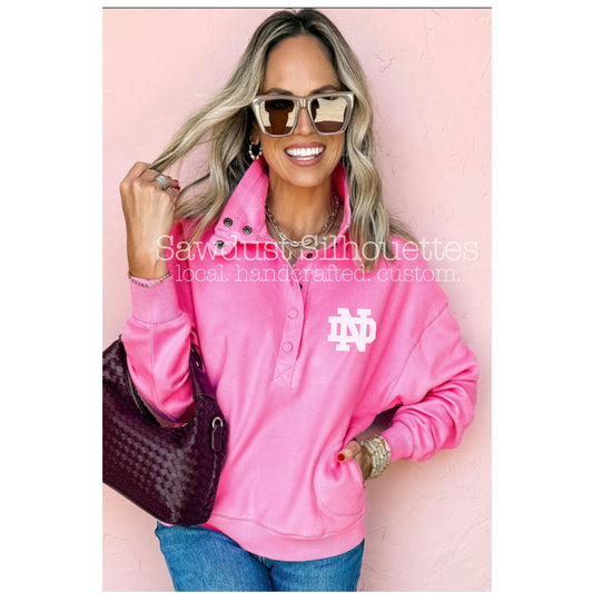 Quarter Button Pink Pullover PREORDER