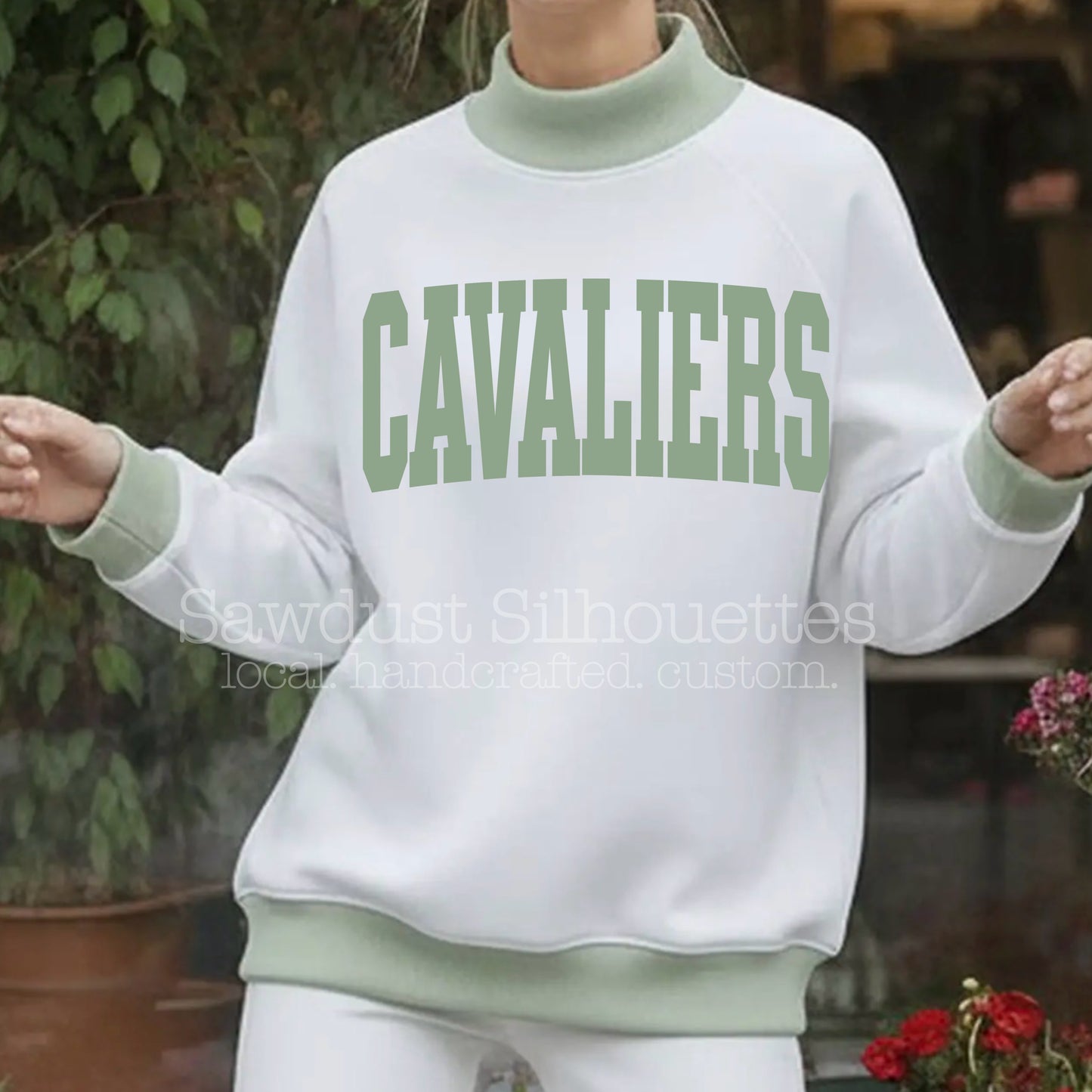 Mock Neck Color Contrast Pullover- Sage