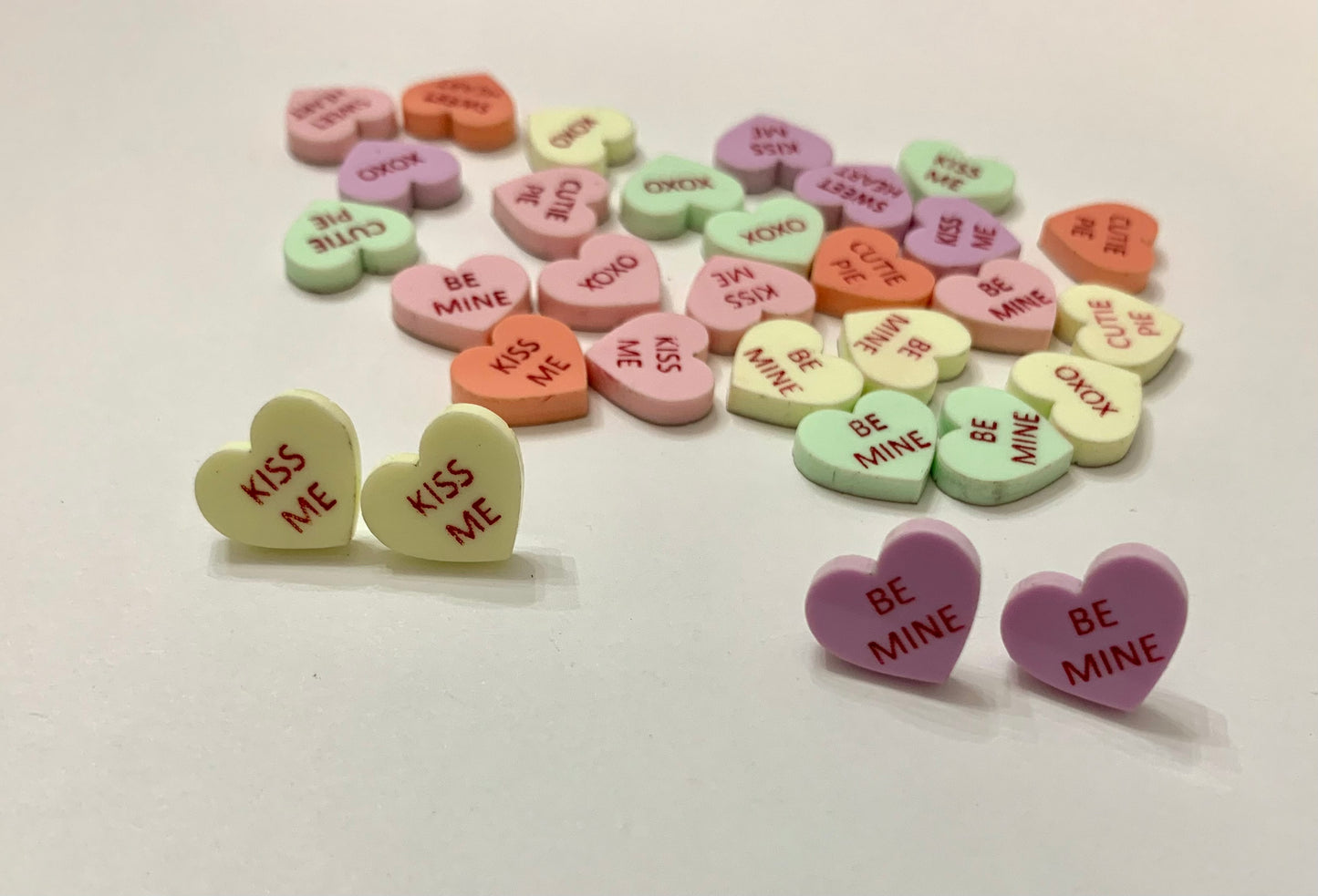 Conversation Heart Valentines Stud Earrings