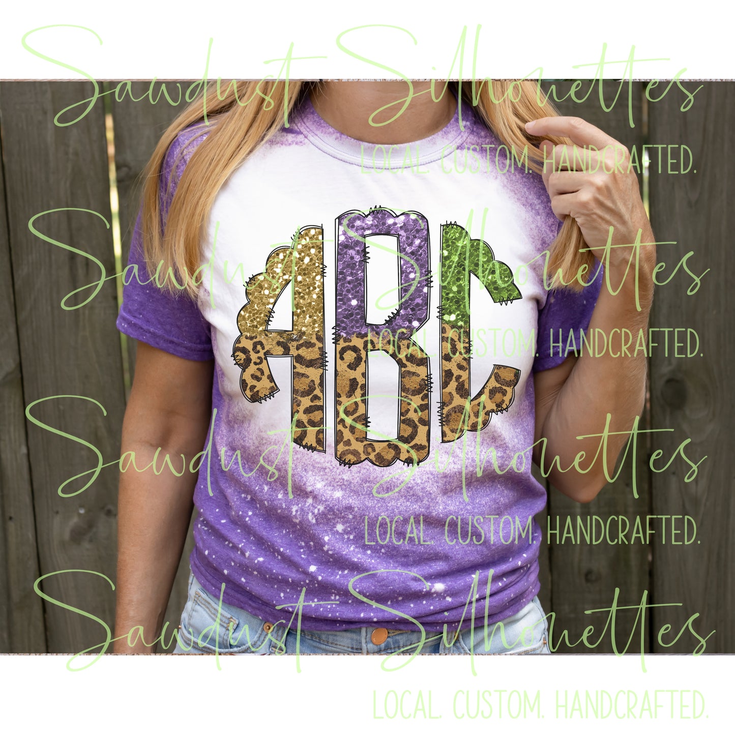 Mardi Gras Leopard Scalloped Monogram